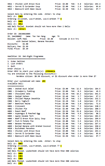 the previous questions. As ERP is a pilot programme, the EatRightAdmin class