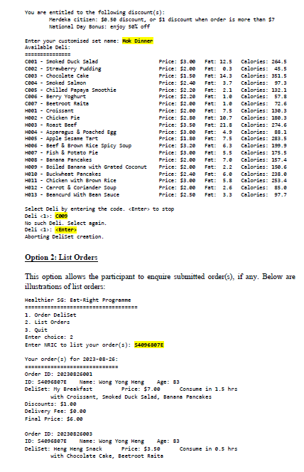 orders per day. This EatRightAdmin class will also contain the collections of