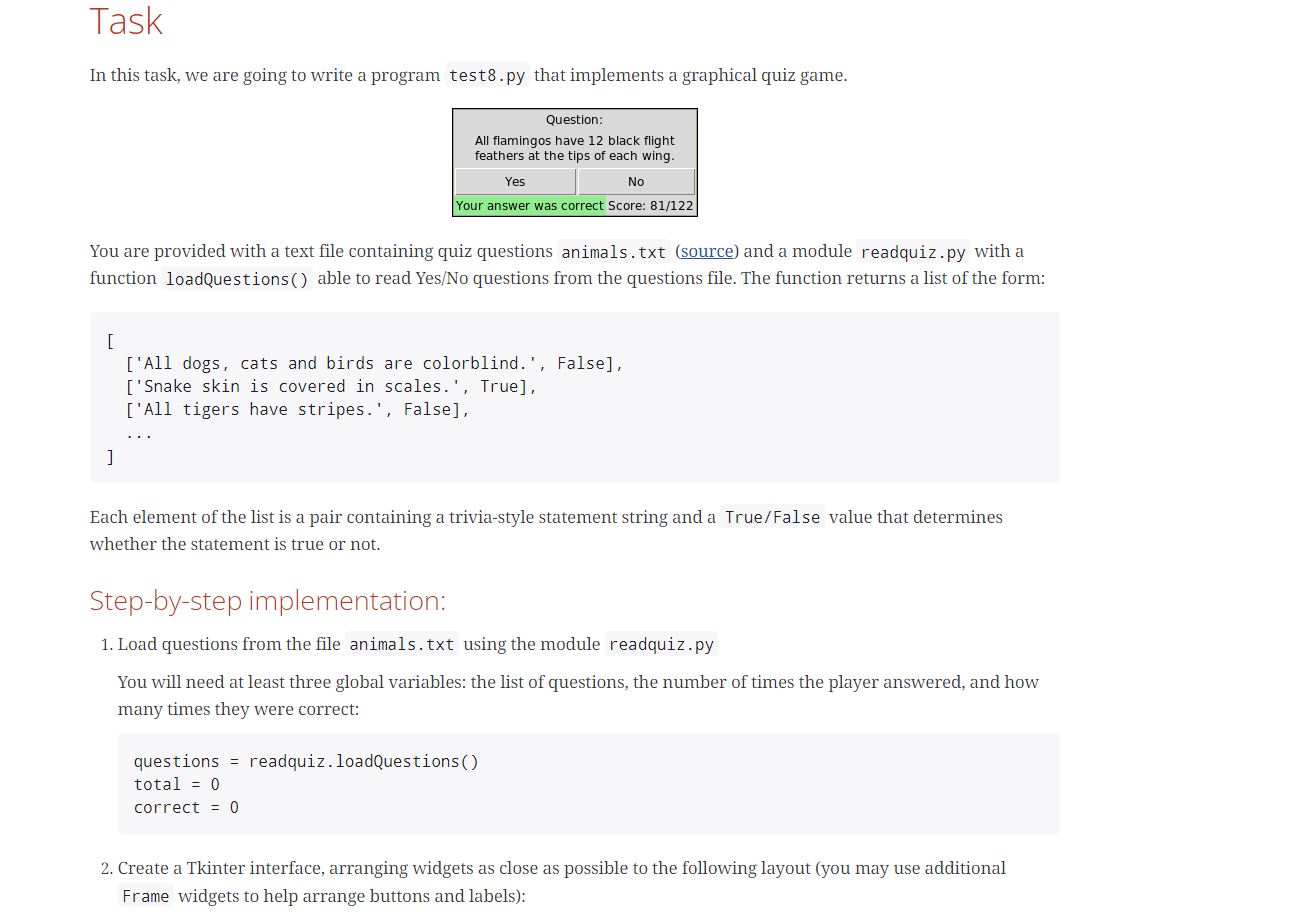 Task In this task, we are going to write a program test8.py