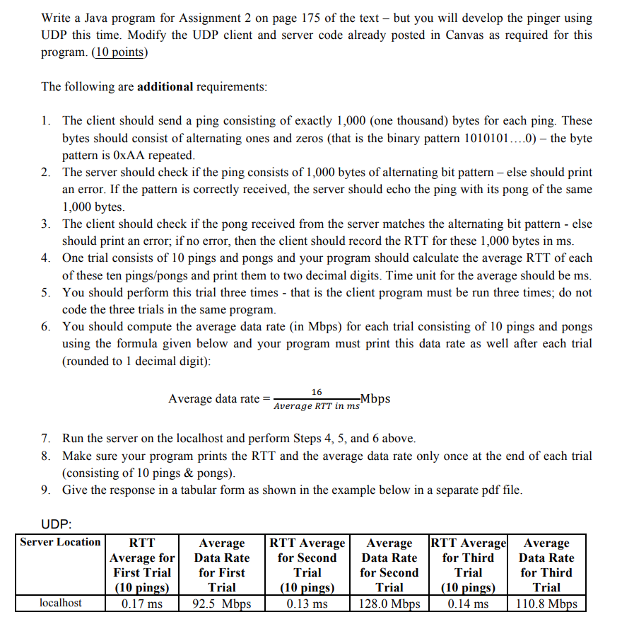 Write a Java program for Assignment 2 on page 175 of the