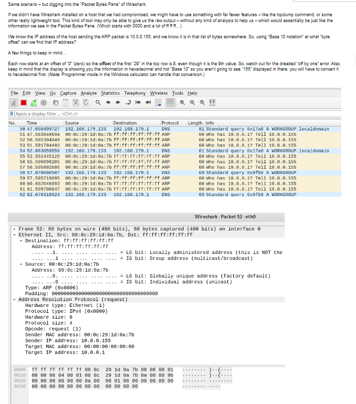 Same scenario - but digging into the "Packet Bytes Pane" of Wireshark.