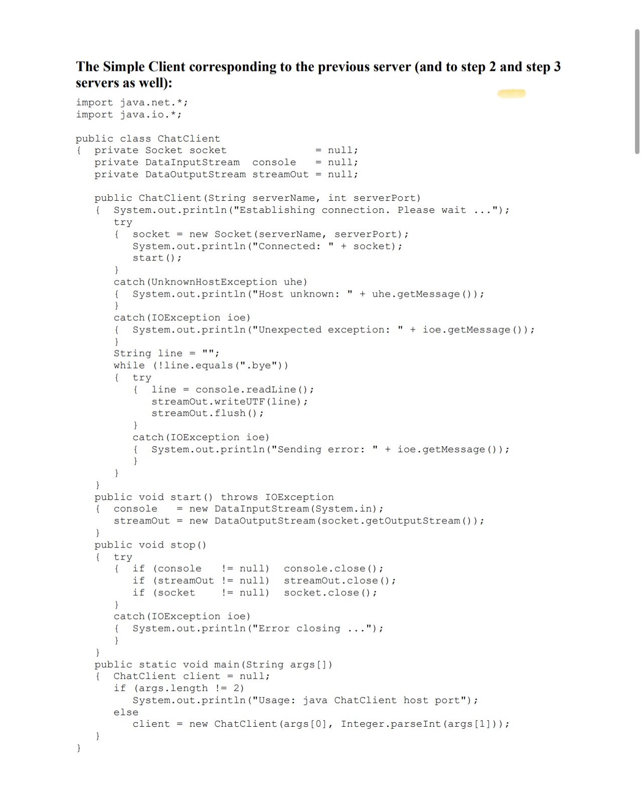 we are providing executed client chat window application. Find the below code