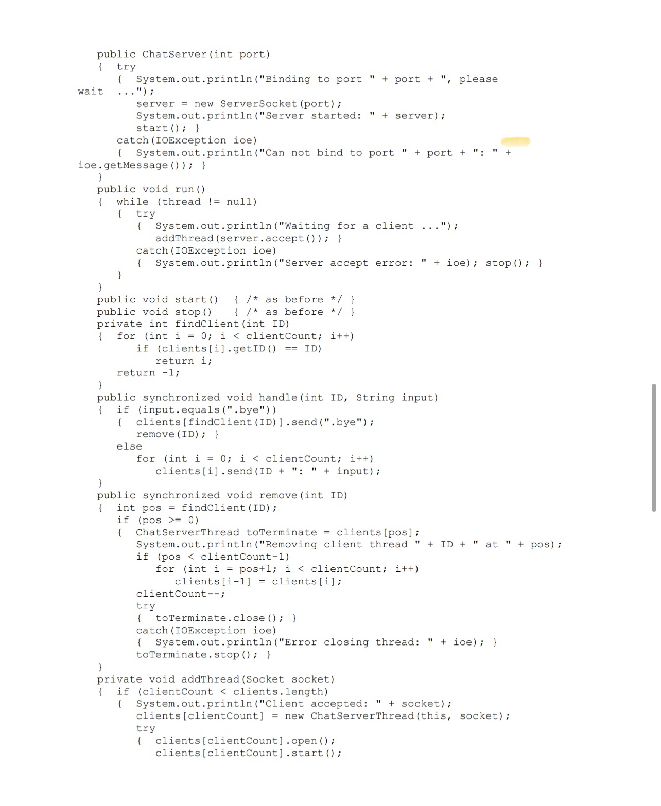 the below added source code Chat Server. Creating a simple Chat Client/Server