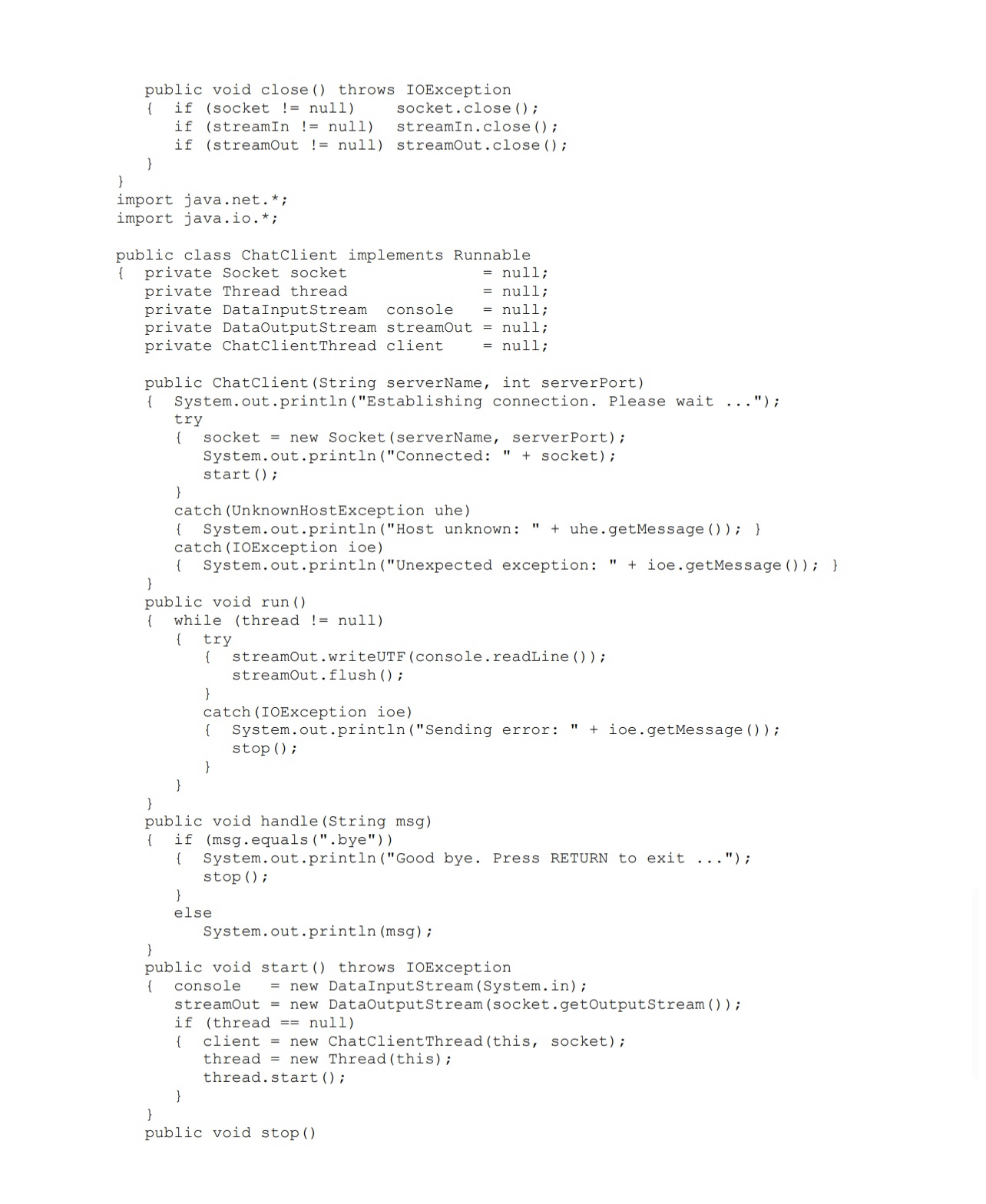 client-server demo program into a fully functioning (but simple) Chat Client/Server package.