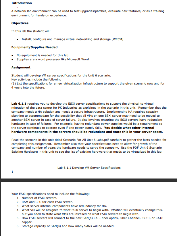 Introduction A network lab environment can be used to test upgrades/patches, evaluate