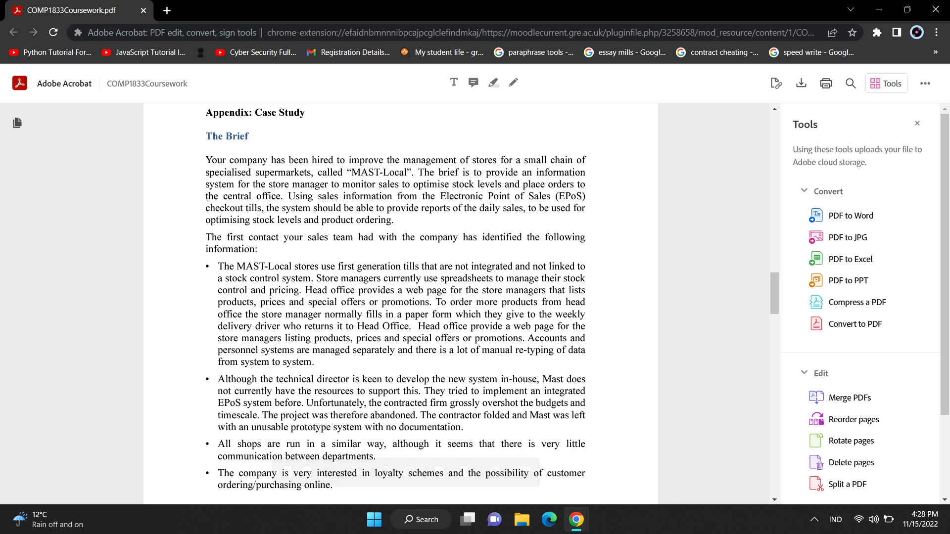 tools -... Gessay mills - Googl... G contract cheating -... Adobe Acrobat