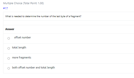 R3 145.80.0.0/16 192.16.7.5 192.16.7.0/24 145.80.7.11 Multiple Choice (Total Point: 1.00) # 12