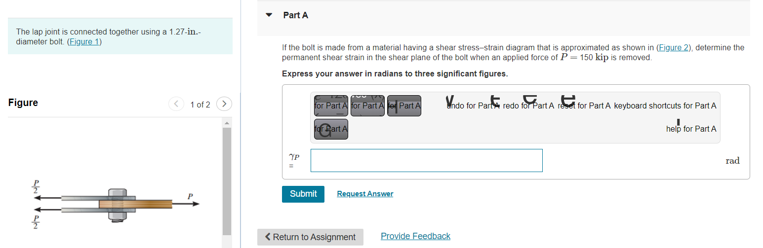 Part A The lap joint is connected together using a 1.27-in.- diameter