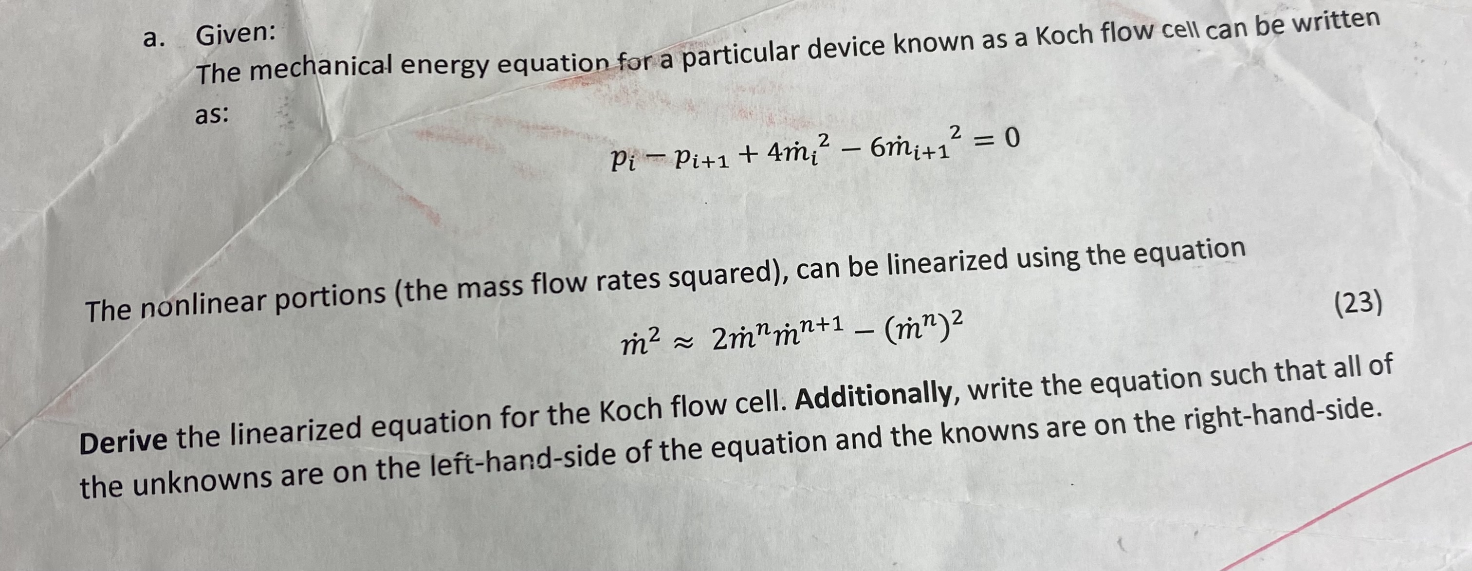 a. Given: The mechanical energy equation for a particular device known as