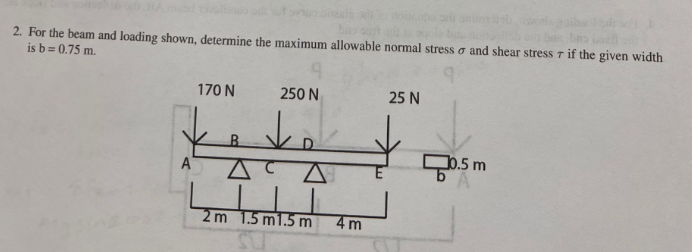 2. For the beam and loading shown, determine the maximum allowable normal