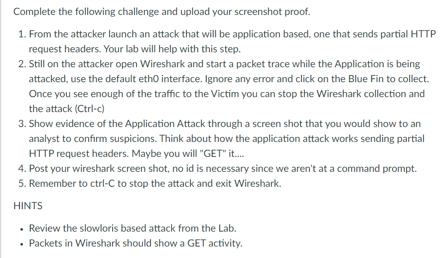 Complete the following challenge and upload your screenshot proof. 1. From the