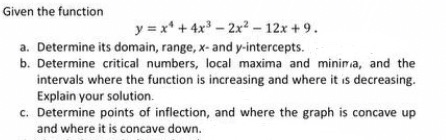 Given the function y = x + 4x2x - 12x + 9.