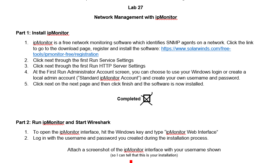 Lab 27 Network Management with ipMonitor Part 1: Install ipMonitor 1. ipMonitor