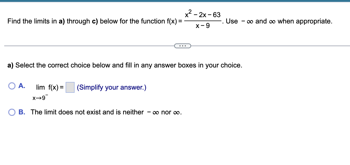 an integer or a decimal.) -2 4 2 (A) Find lim f(x).