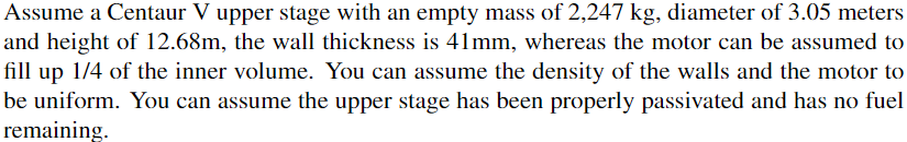 Assume a Centaur V upper stage with an empty mass of 2,247