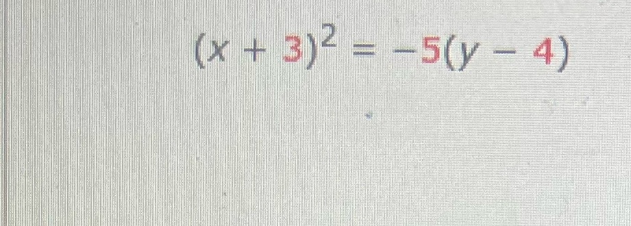 (x+3)2 = -5(y 4)