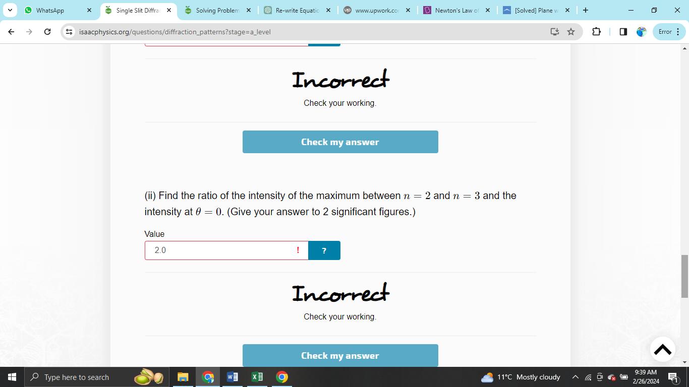 isaacphysics.org/questions/diffraction patterns?stage=a_level Single Slit Diffraction Pre-Uni Maths for Sciences 6.2.8 where k