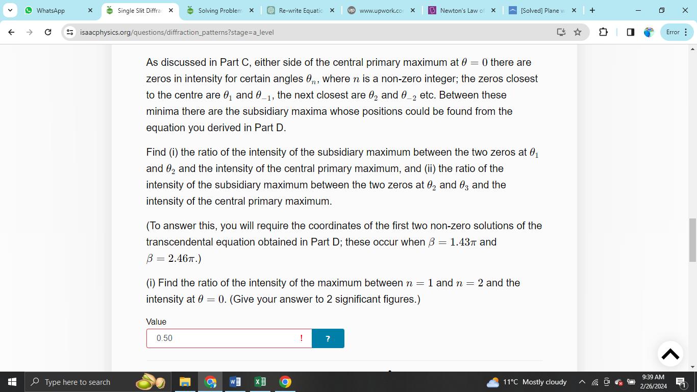 = Solving Problem X 2 - Monochromatic light is incident normally on