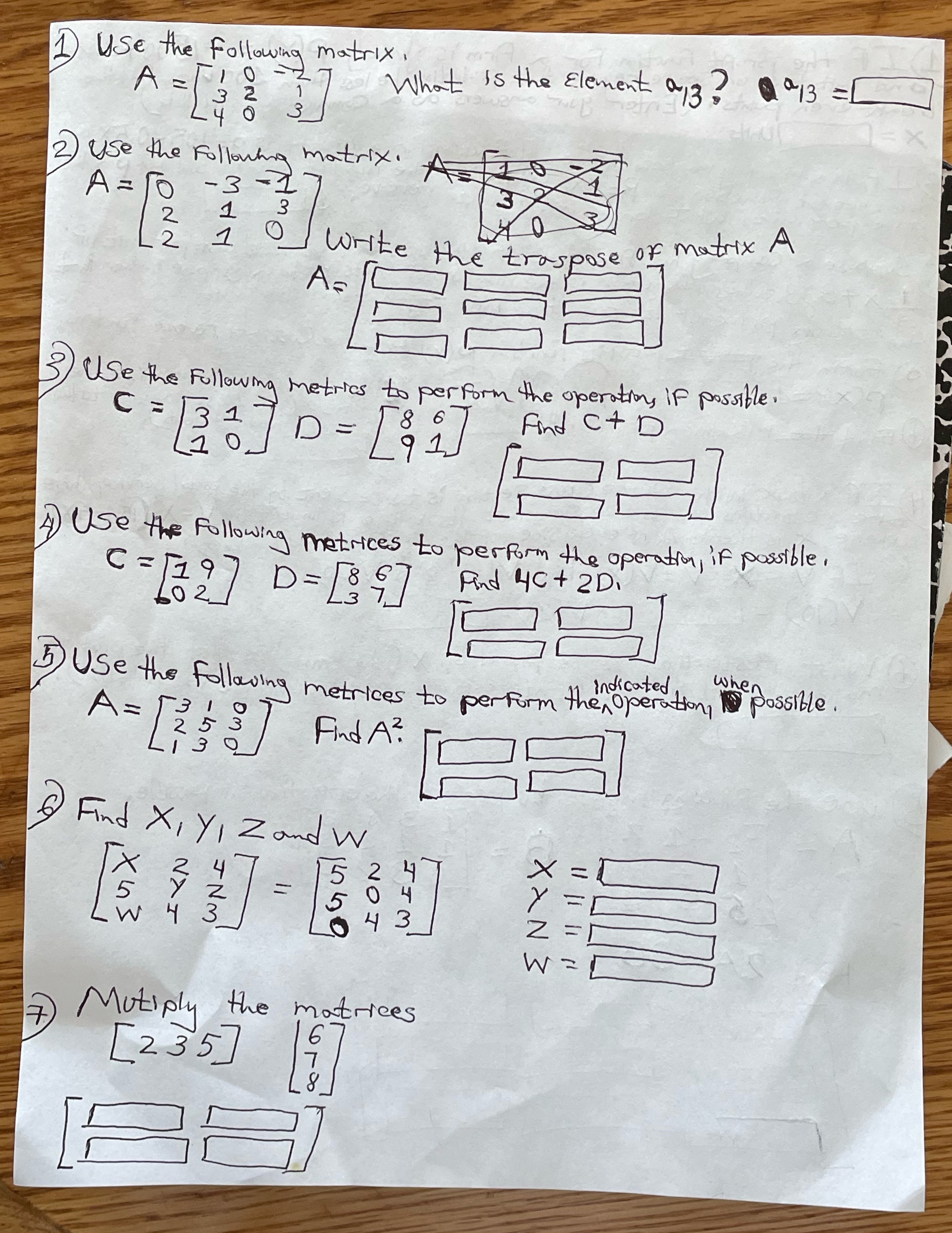 Use the following matrix. A 3 2 40 What is the Element