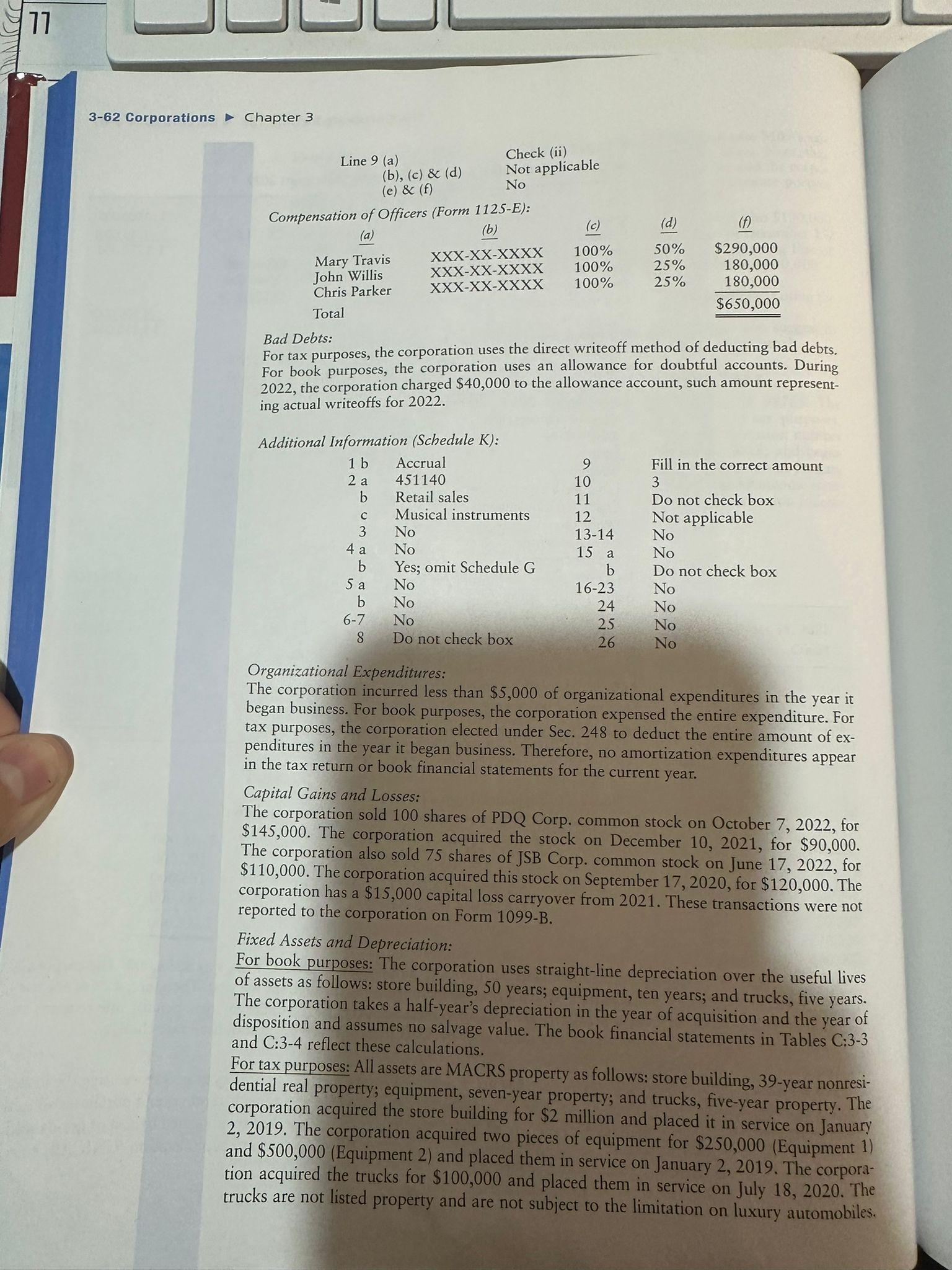 Delete 000,01 900 The Corporate Income Tax Corporations 3-63 The corporation did