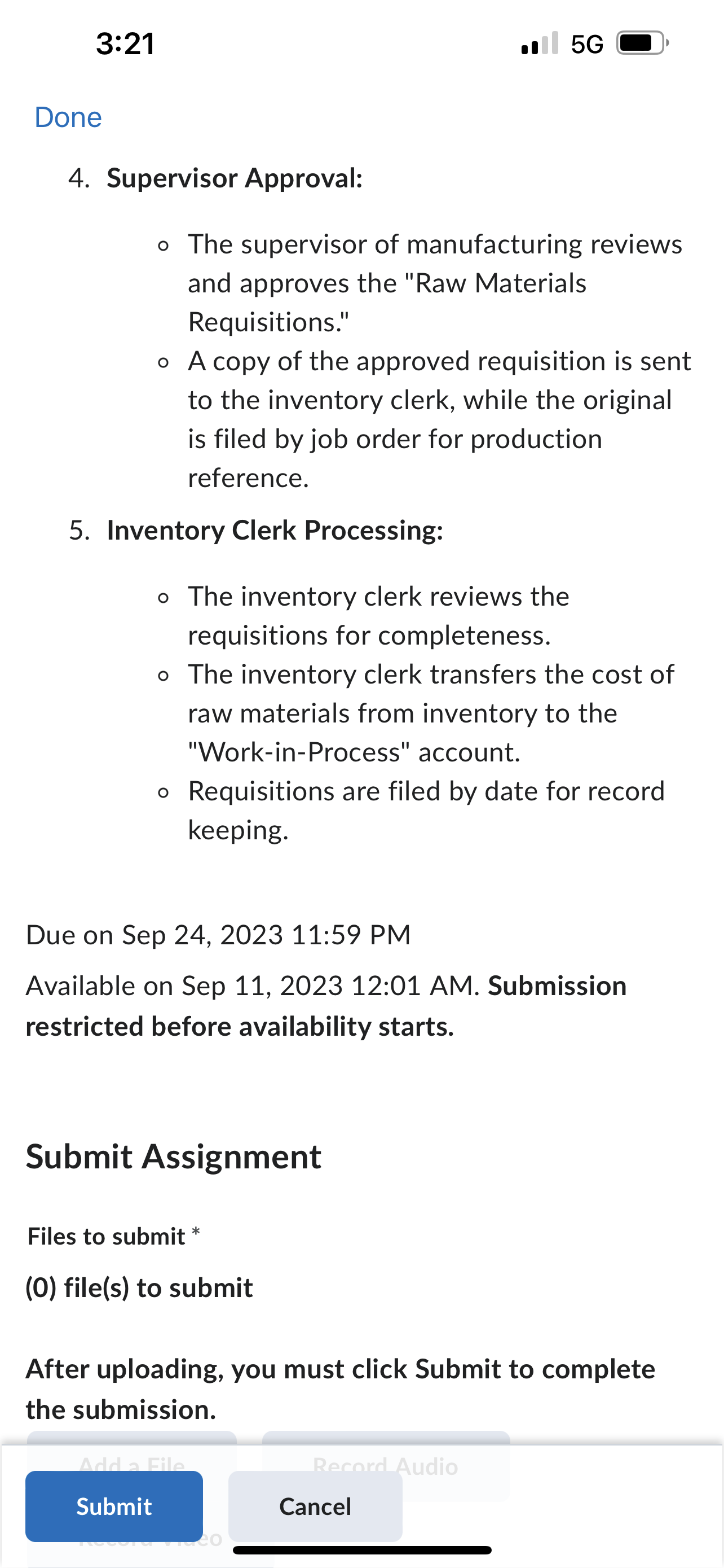 document flowchart in Excel that depicts the process below. Grading will be