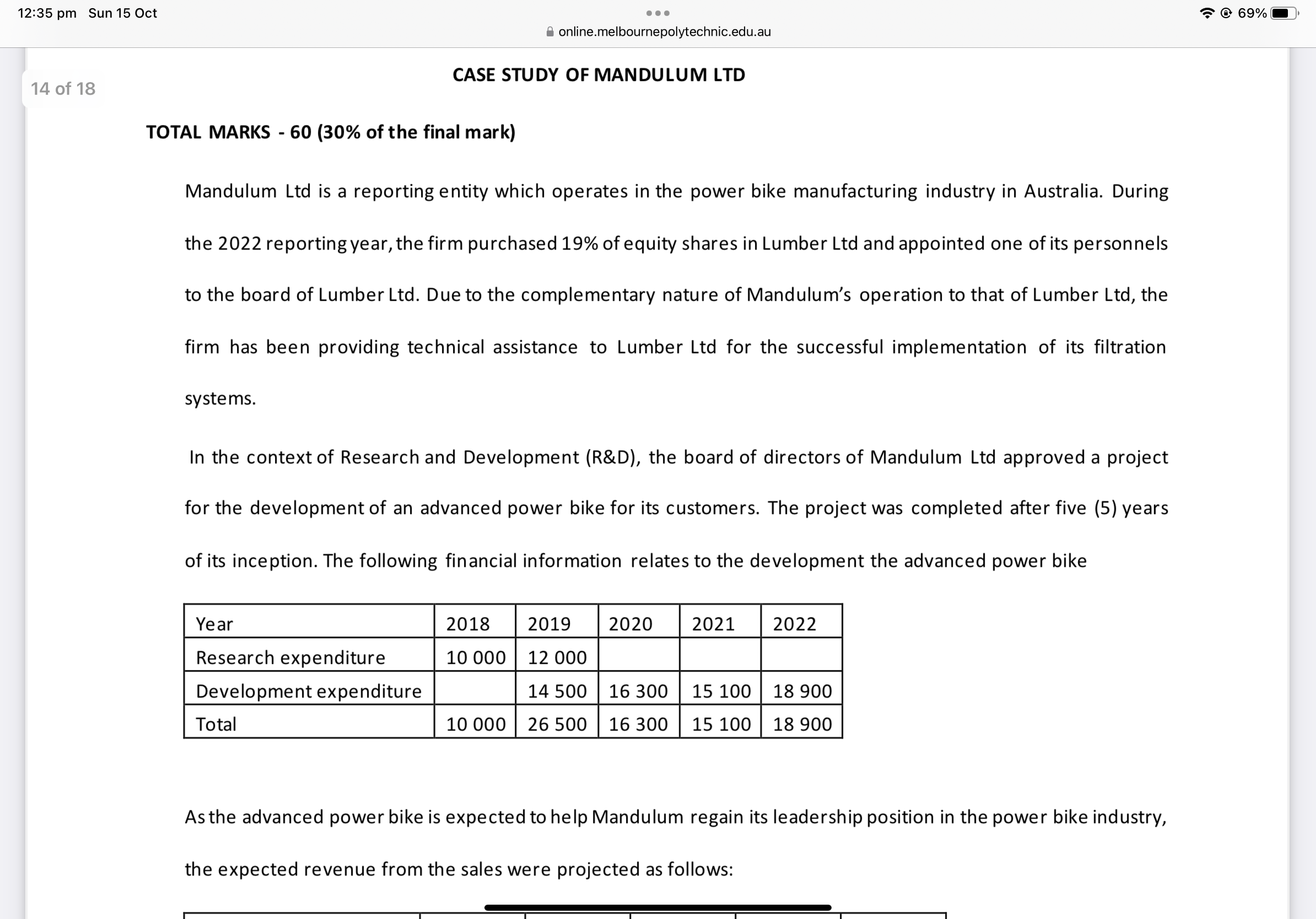 12:35 pm Sun 15 Oct 14 of 18 ... online.melbournepolytechnic.edu.au CASE STUDY