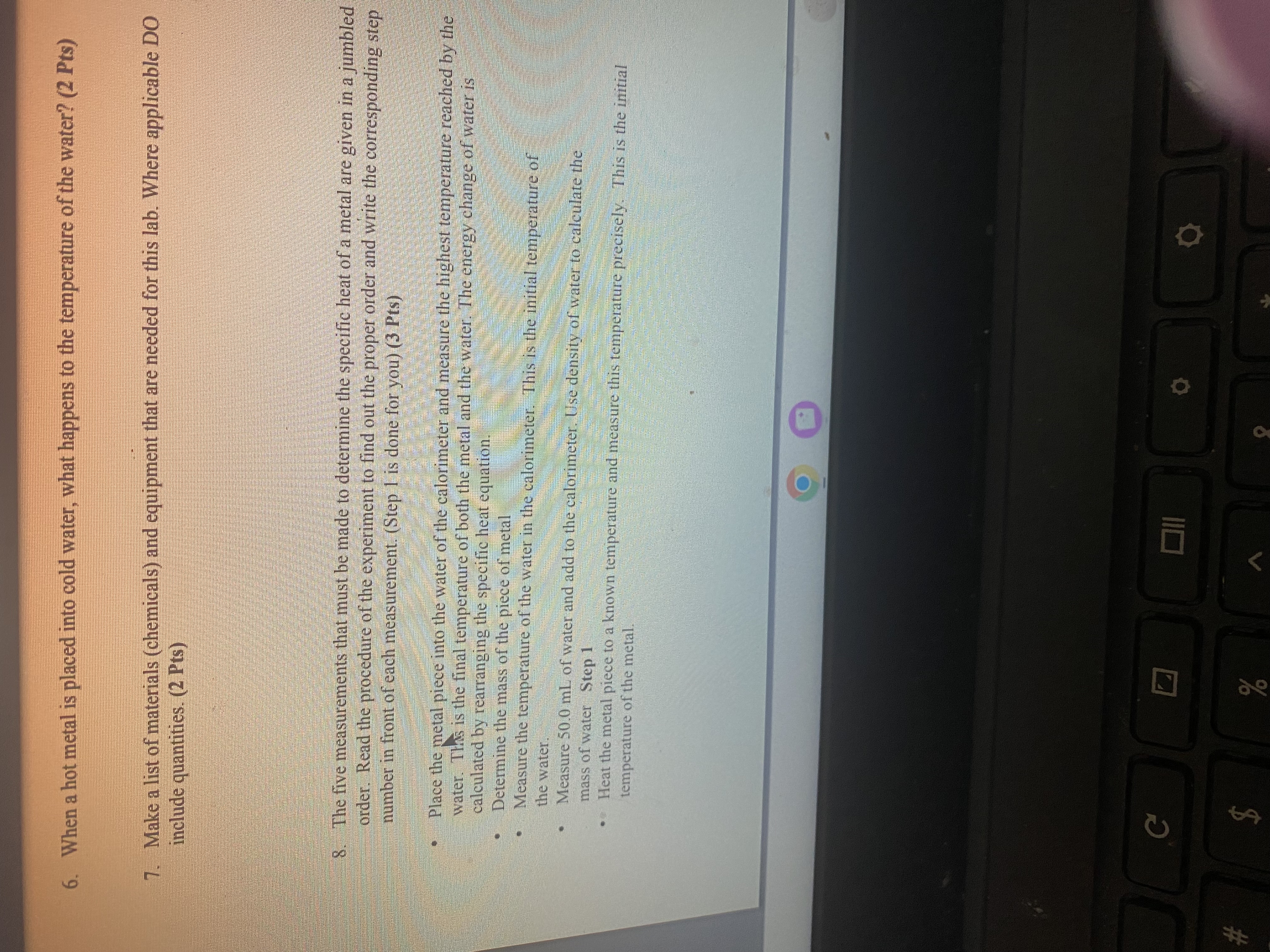 Specific Heat of a Metal Instructions: This assignment is to be completed