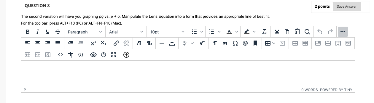 K Q QUESTION 8 The second variation will have you graphing pq