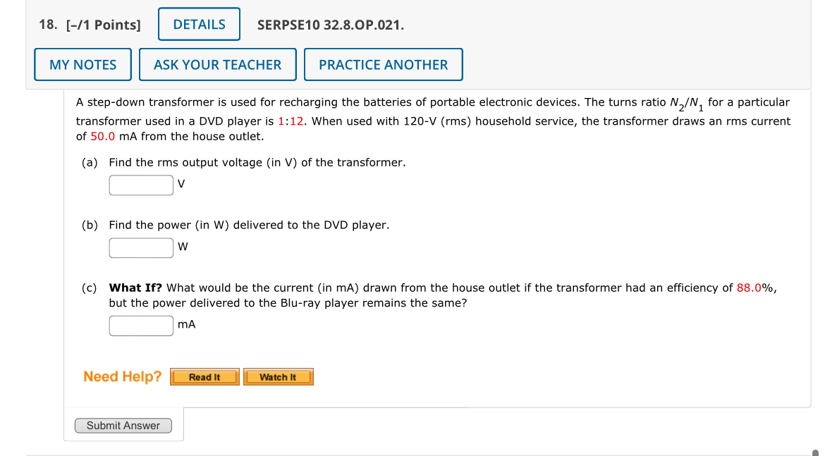 ANOTHER A series RLC circuit has components with the following values: L