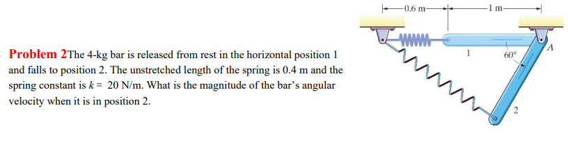 -0.6 m 1 m- Problem 2The 4-kg bar is released from rest