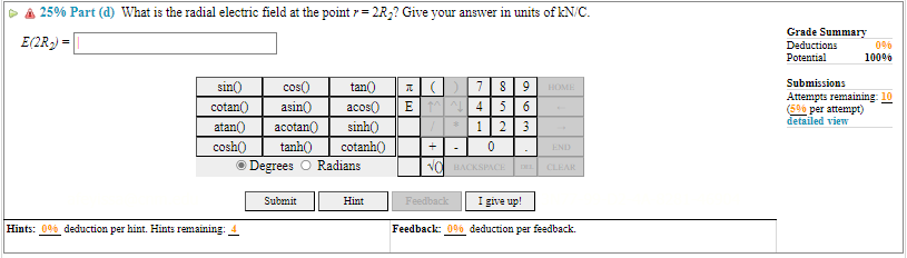 field in the region 25% Part (b) What is the radial electric