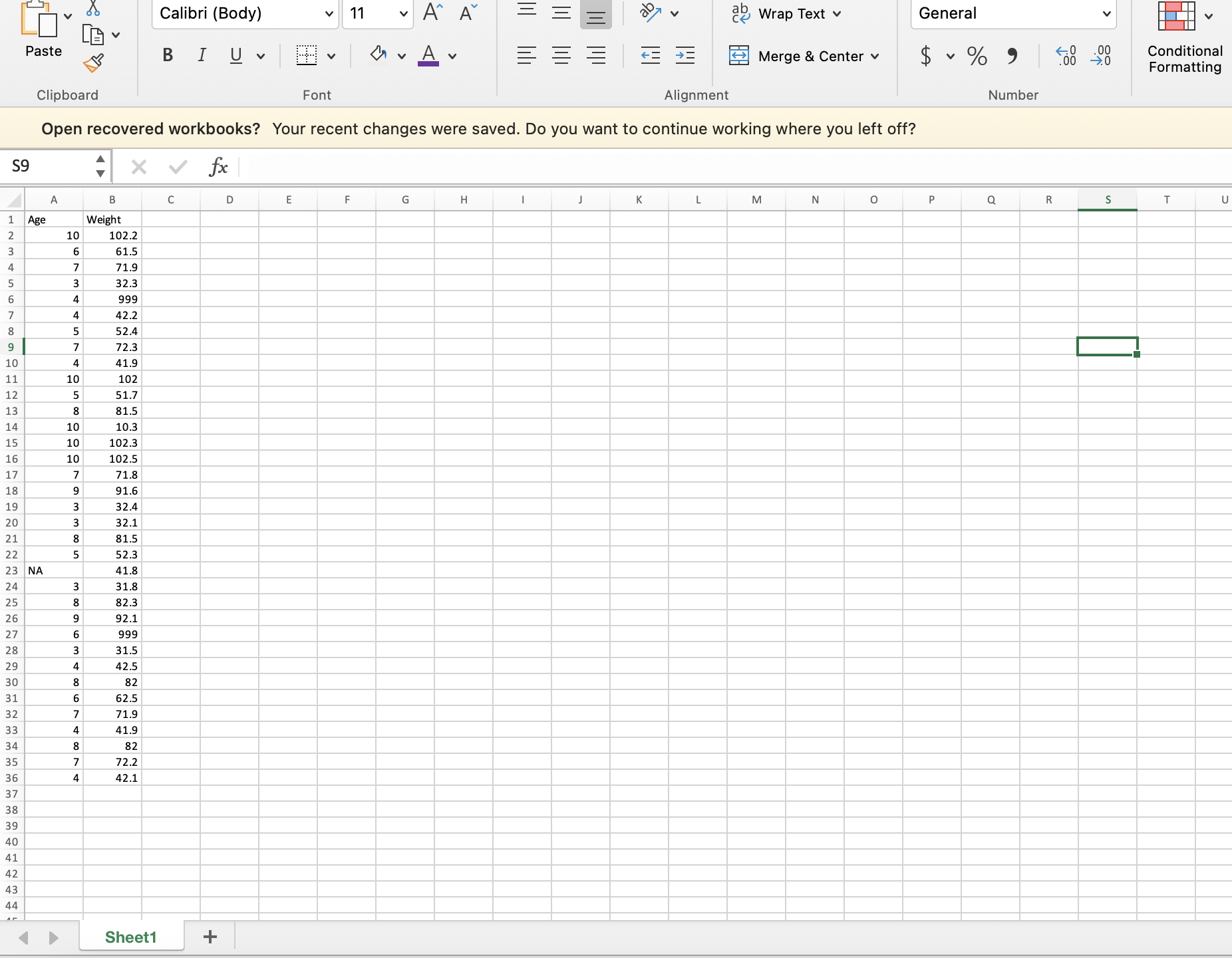 Calibri (Body) 11 A Paste BIU ||| ab Wrap Text Merge &