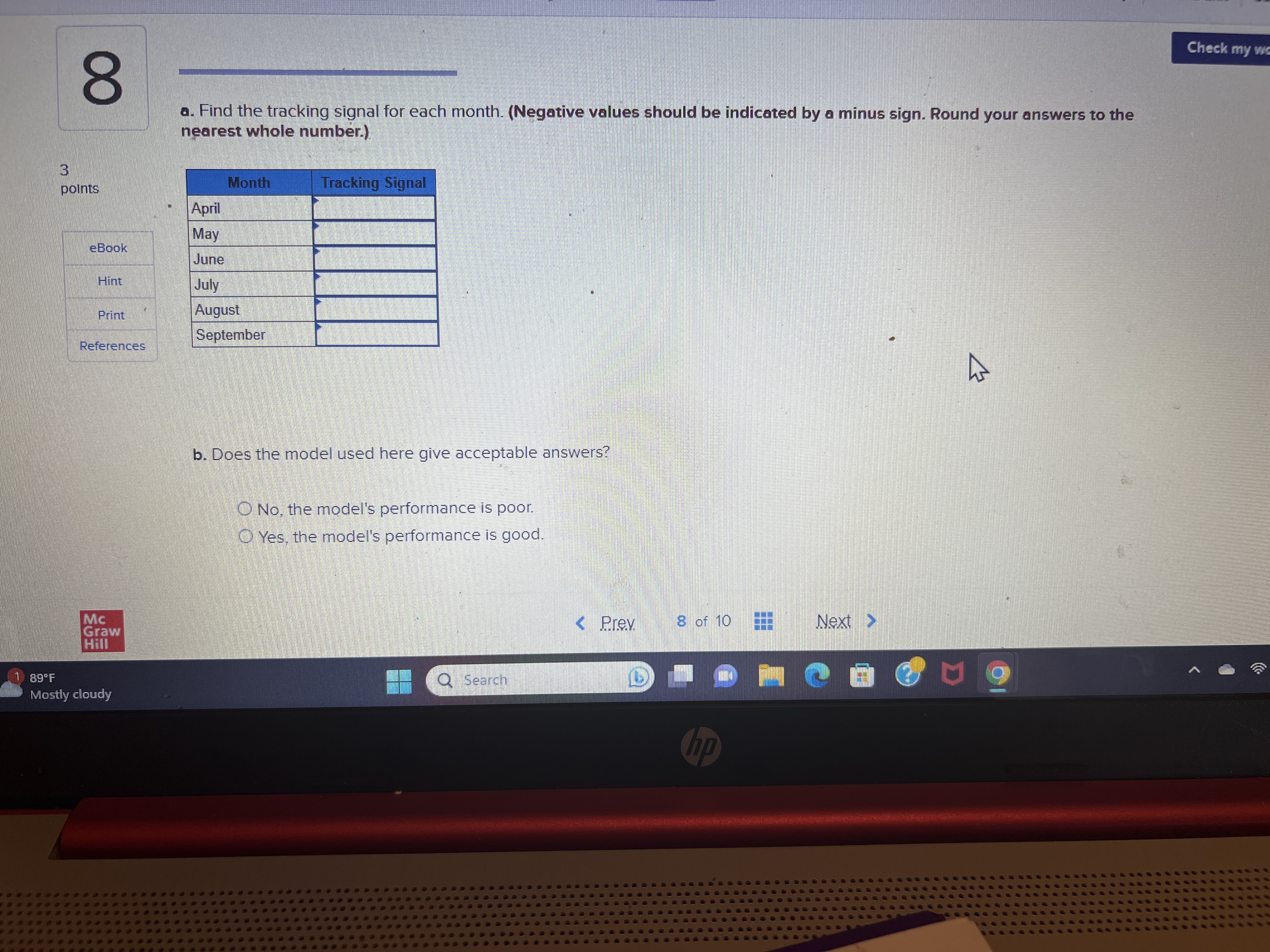 are the forecasts and actual demands that resulted: FORECAST ACTUAL April 252