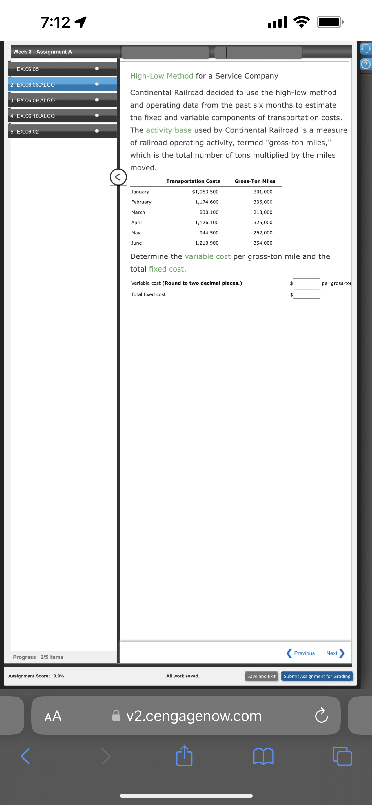 4. EX.06.10.ALGO 5. EX.06.02 Progress: 4/5 items Contribution Margin and Contribution Margin