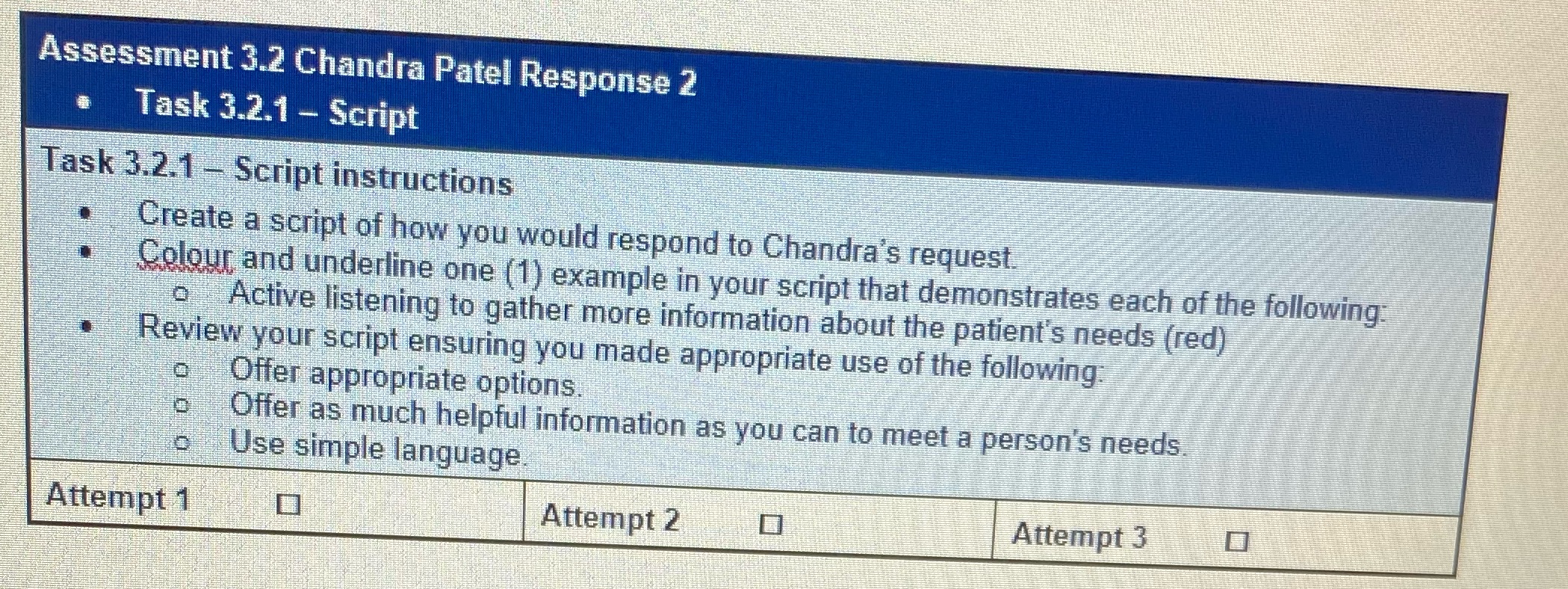 Assessment 3.2 Chandra Patel Response 2 Task 3.2.1 - Script Task 3.2.1