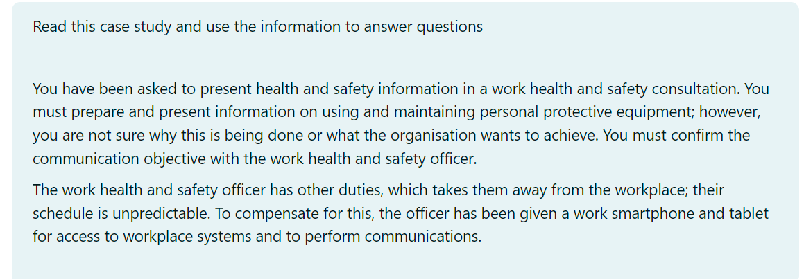 Read this case study and use the information to answer questions You