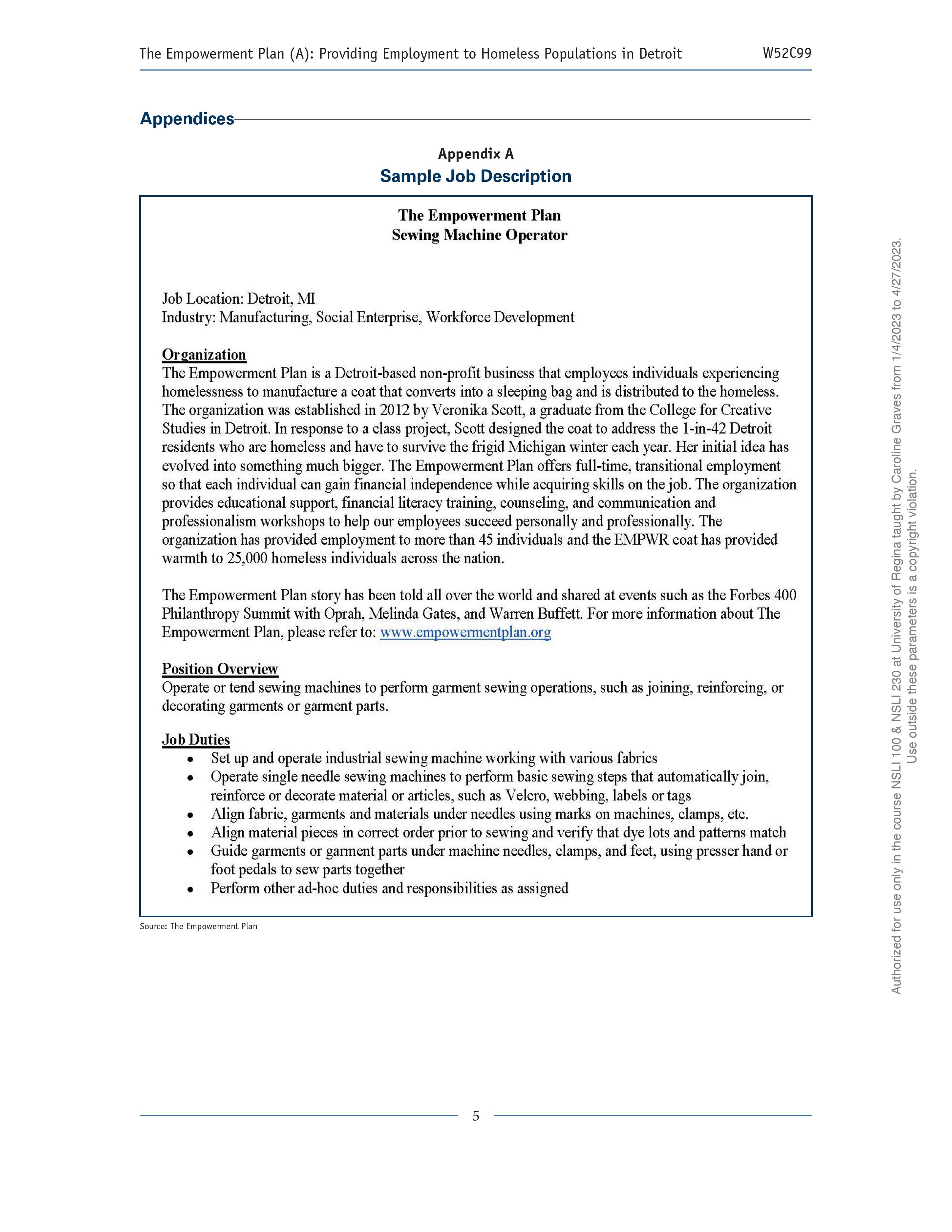 Caroline Graves from 1/4/2023 to 4/27/2023. Use outside these parameters is a