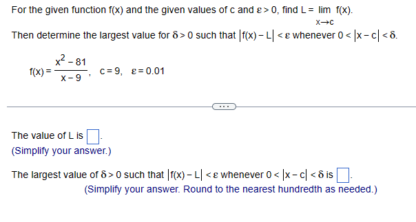 For the given function f(x) and the given values of c and