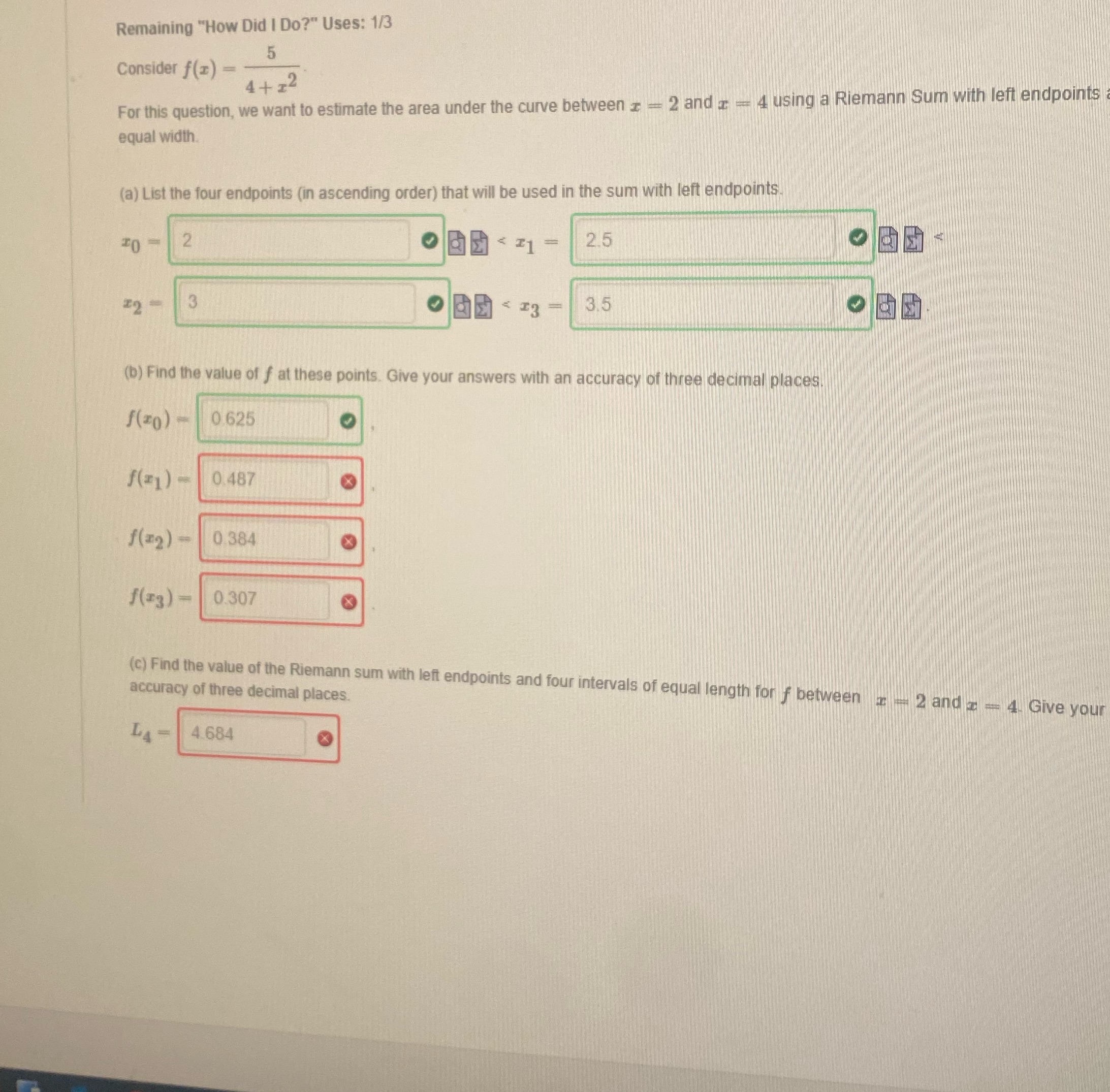 Remaining "How Did I Do?" Uses: 1/3 Consider f(z) 5 4+22 For