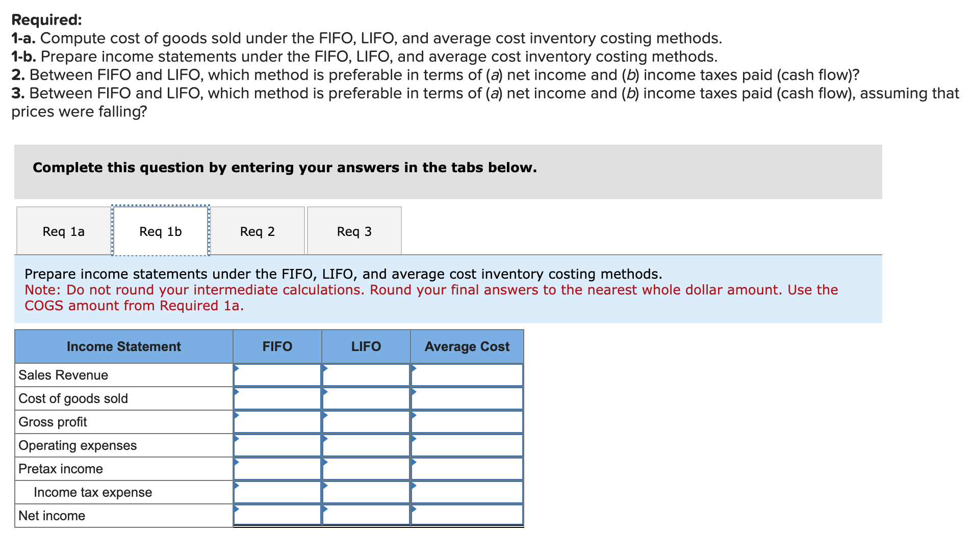 beginning merchandise inventory (ending inventory December 31, prior year), 2,190 units at