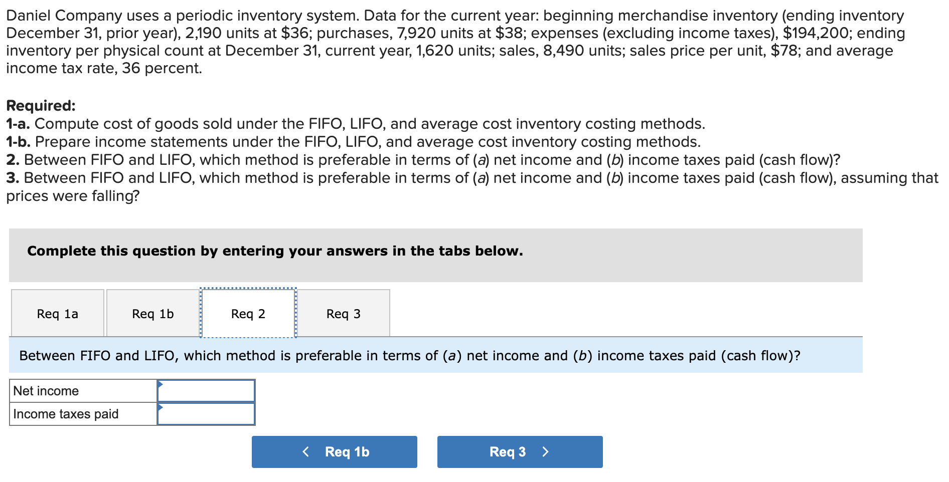 $36; purchases, 7,920 units at $38; expenses (excluding income taxes), $194,200; ending