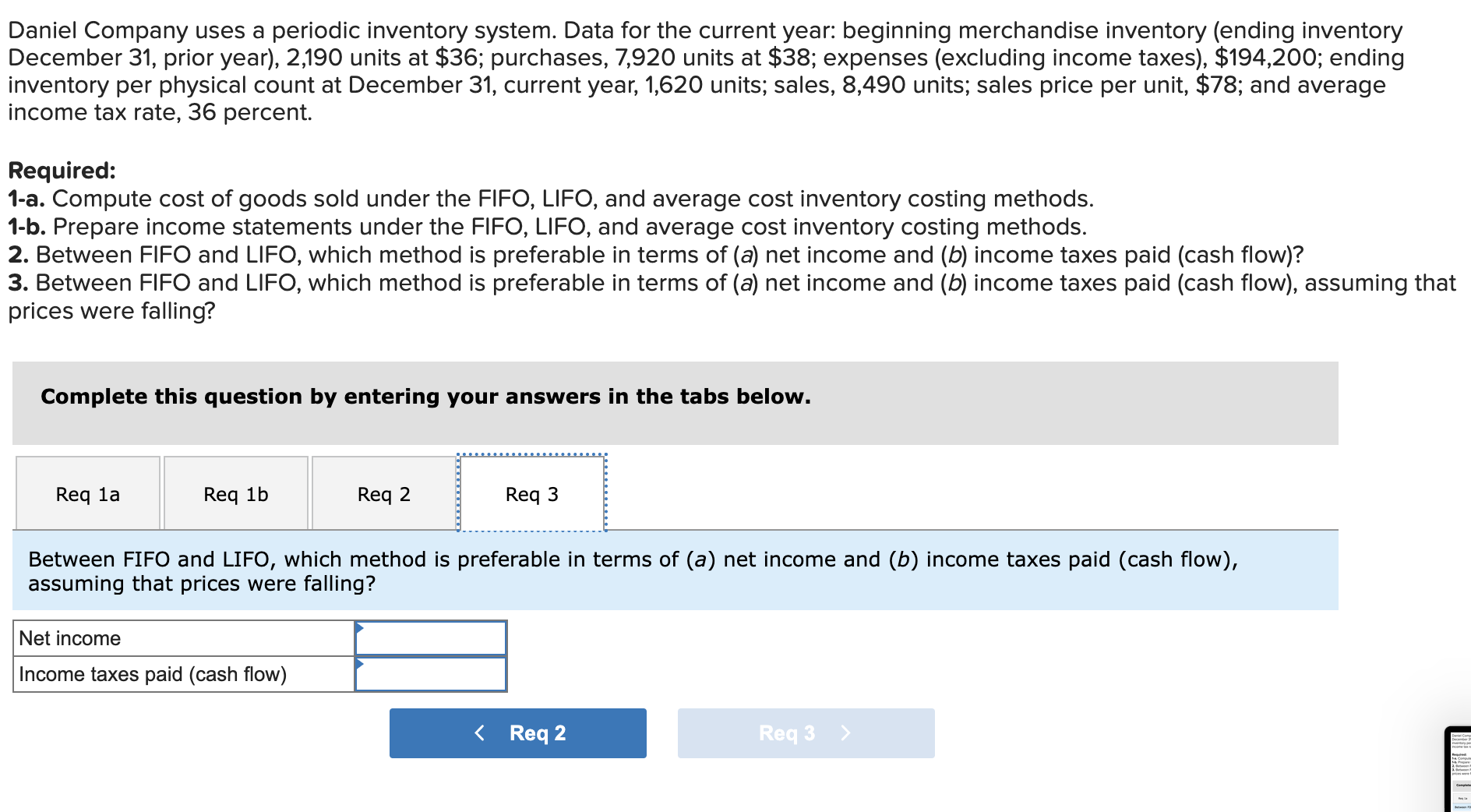 inventory per physical count at December 31, current year, 1,620 units; sales,