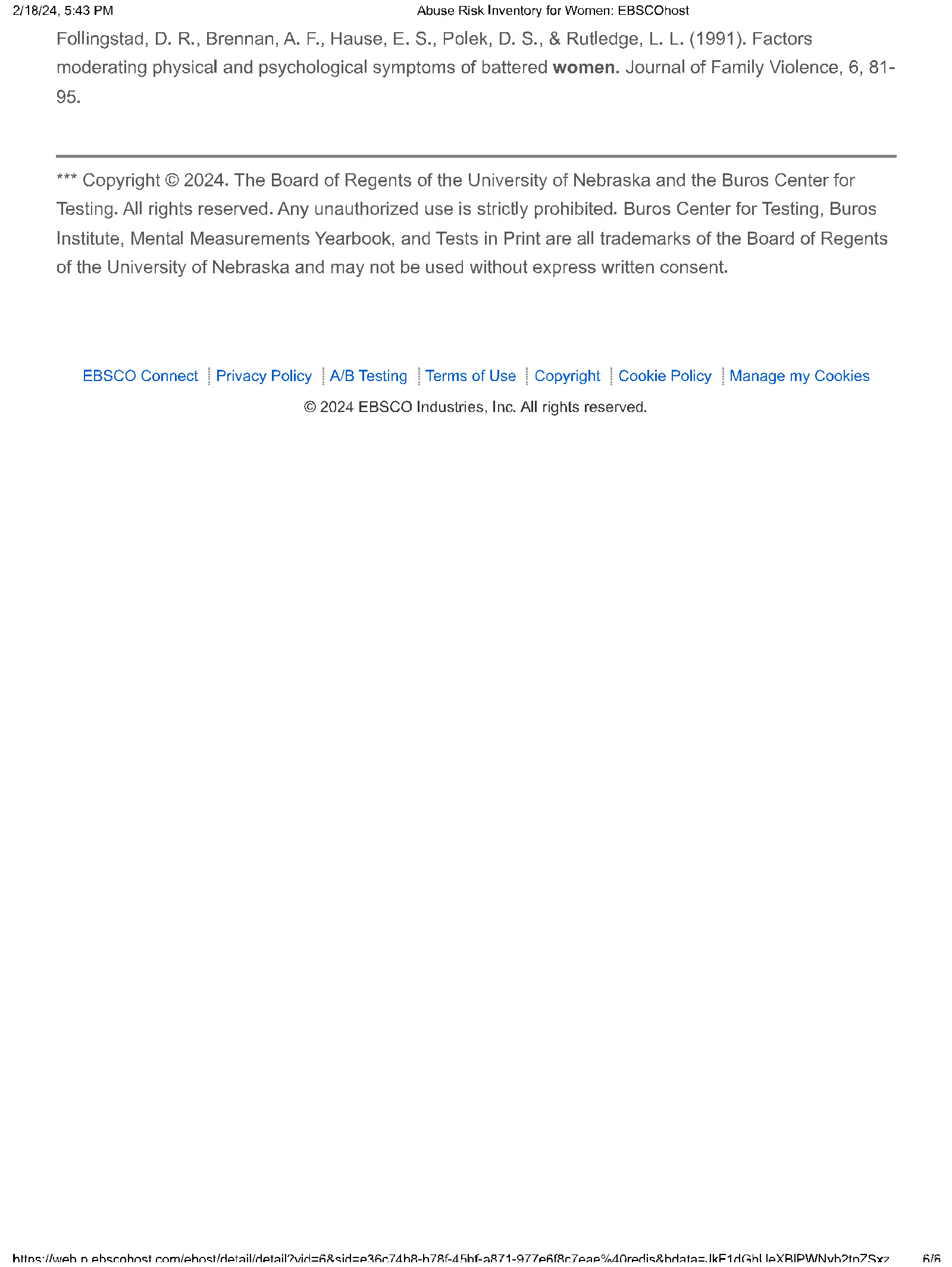 eleventh mental measurements yearbook. 1992. Rohrbeck, Cynthia A.; Williams, Janice G. To