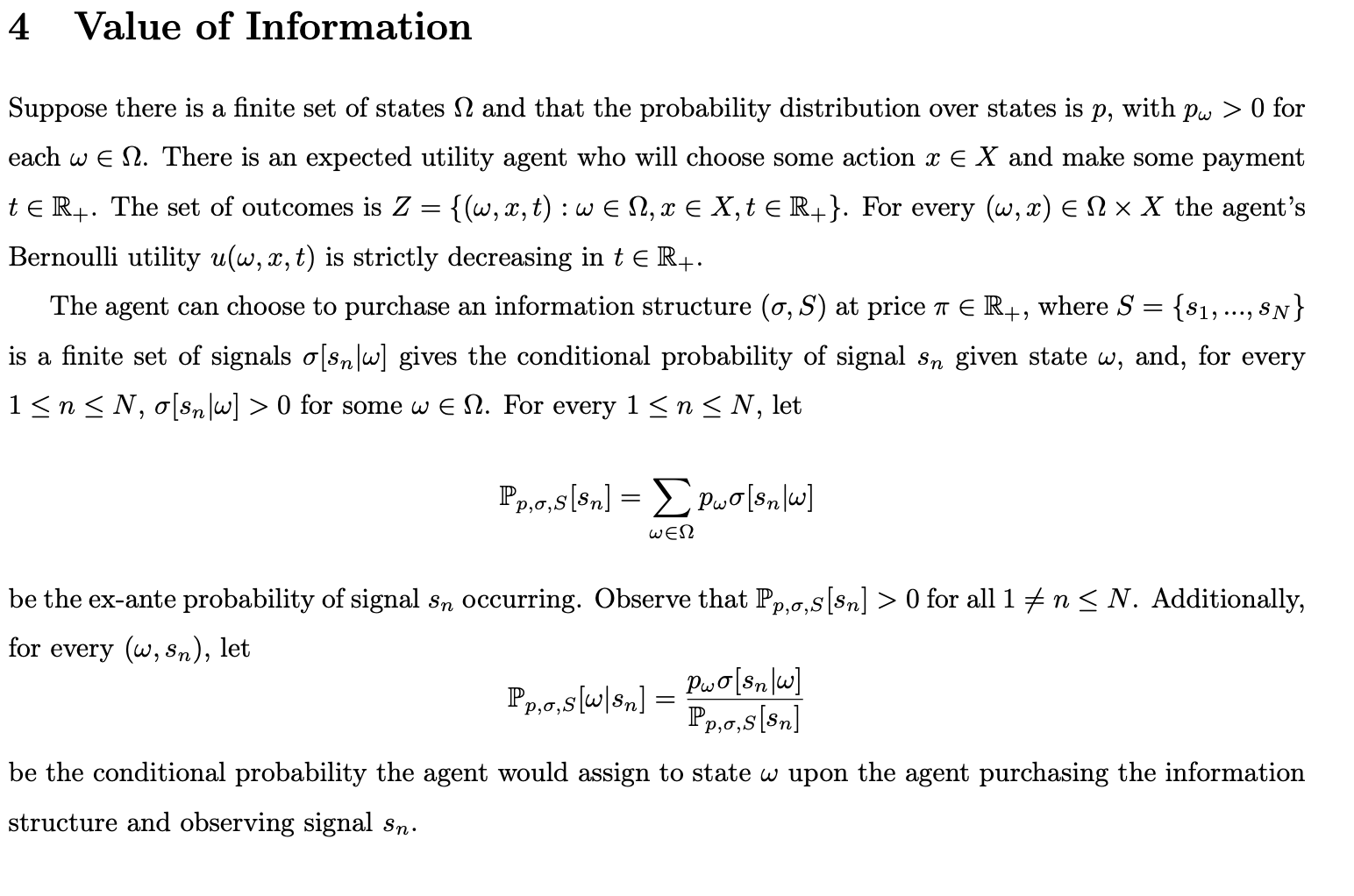 possible states of the world, state w and state w, which are