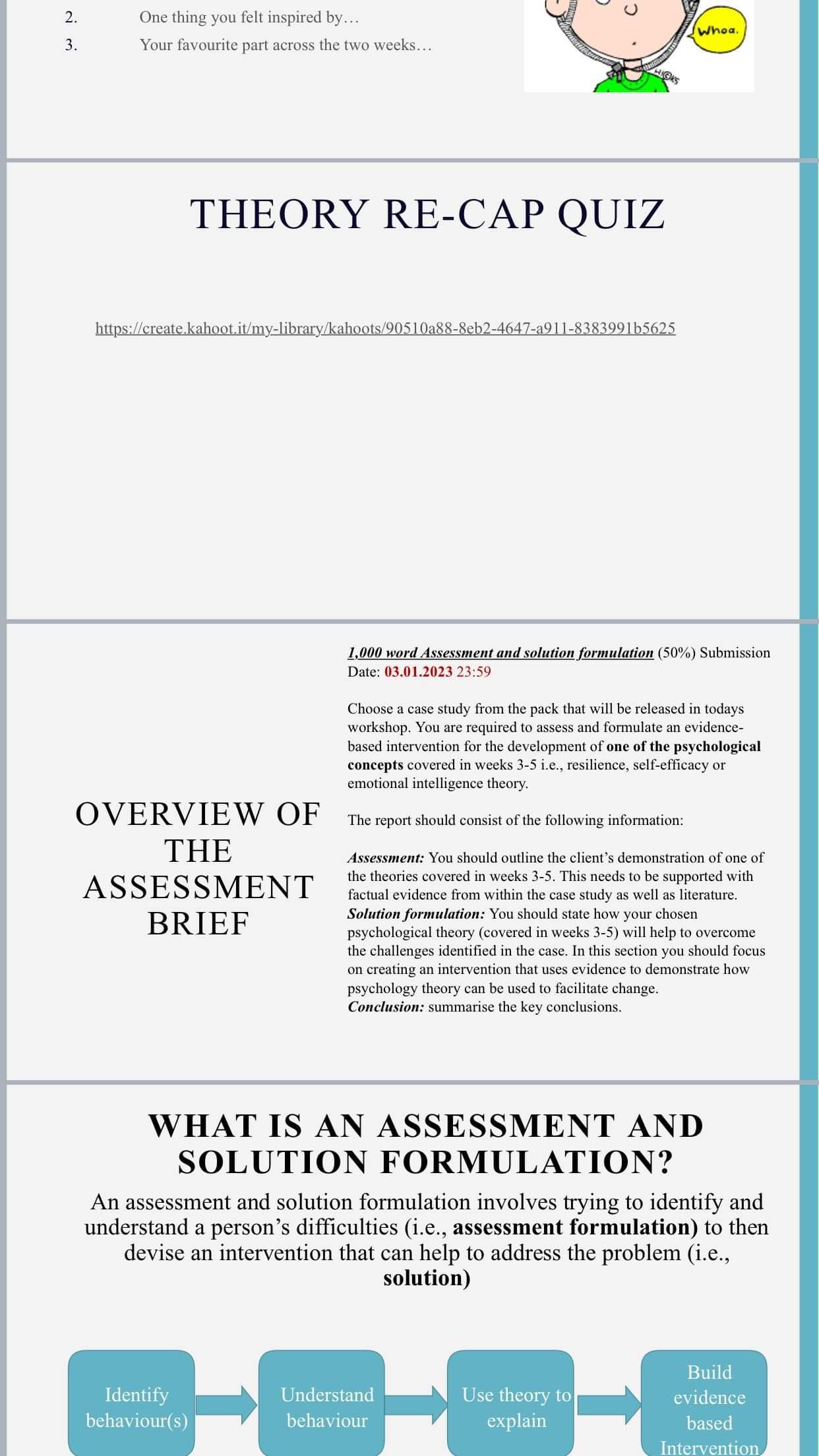 2. 23 3. One thing you felt inspired by... Your favourite part