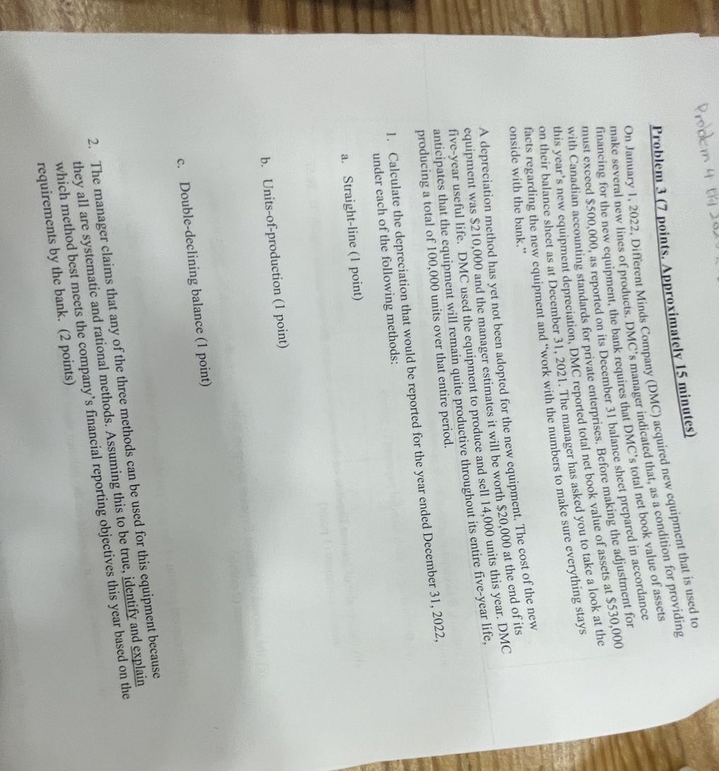 Problem 4 tk Problem 3 (7 points. Approximately 15 minutes) make several