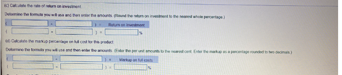 Operating Income Total Investment in assets Variable cost per unit Fixed coats