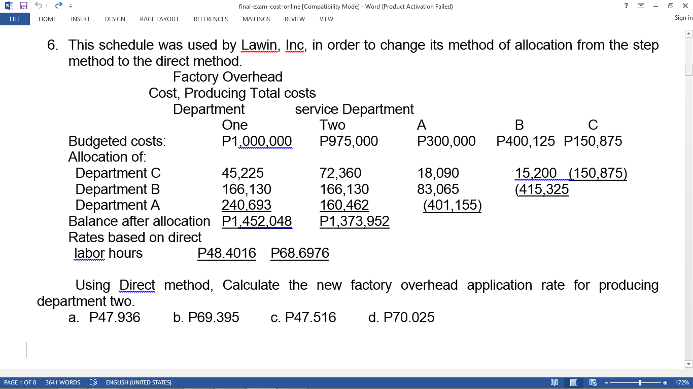 FILE HOME = INSERT DESIGN PAGE LAYOUT REFERENCES final-exam-cost-online [Compatibility Mode] -