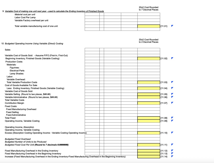 per lamp: Expected increases for 20x2 $9.2000000 per lamp 1.2500000 per lamp