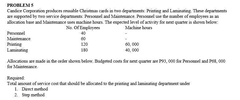 P300, 000 based on a budgeted volume of 100, 000 direct labor